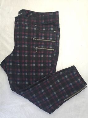 Torrid Plaid Pants Black Purple Skinny Zipper Ankle Stretch Punk Plus 20